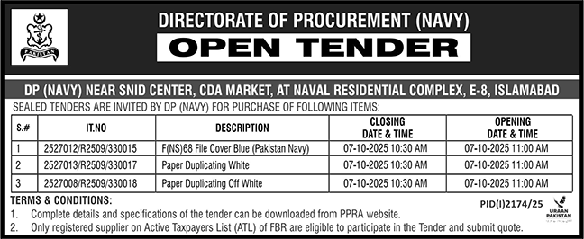 Pakistan Navy Tender Notice